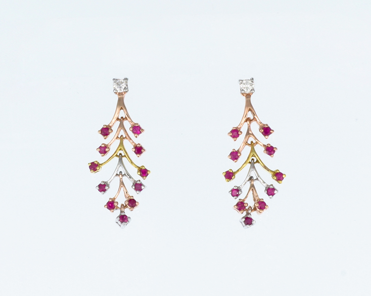 Ruby and diamond earrings - Click Image to Close