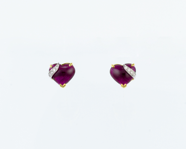 Ruby and diamond earrings - Click Image to Close