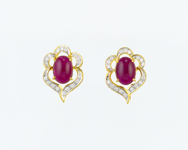 Ruby and diamond earrings - Click Image to Close