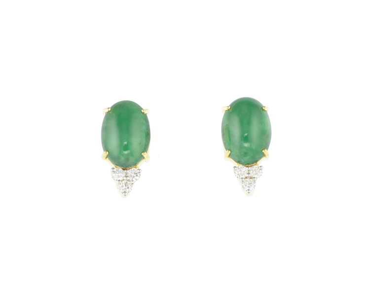 Jadeite (type-A) and diamond earrings - Click Image to Close