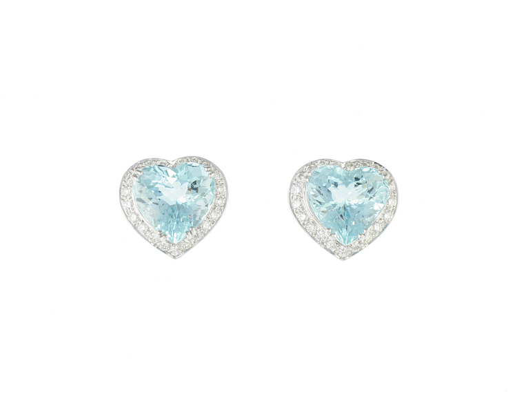 Aquamarine and diamond earrings - Click Image to Close