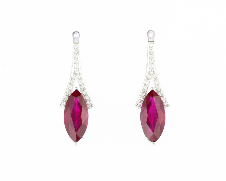 Ruby and diamond earrings - Click Image to Close