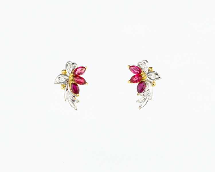 Ruby and diamond earrings - Click Image to Close