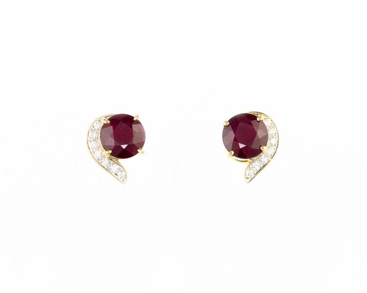 Ruby and diamond earrings - Click Image to Close