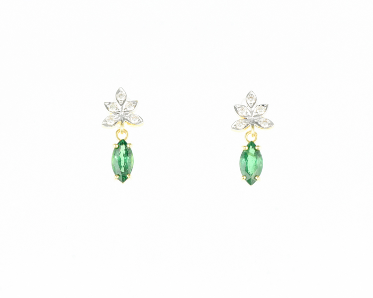 Tsavorite garnet and diamond earrings - Click Image to Close