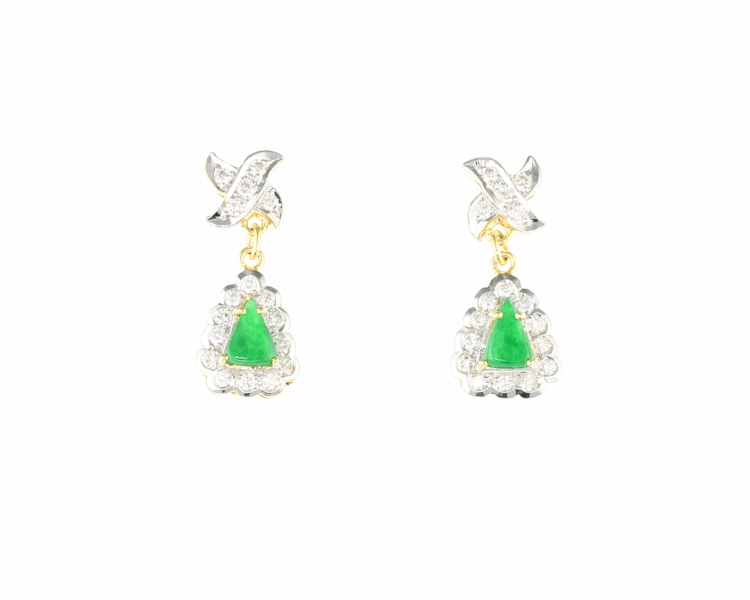 Jadeite (type-A) and diamond earrings - Click Image to Close