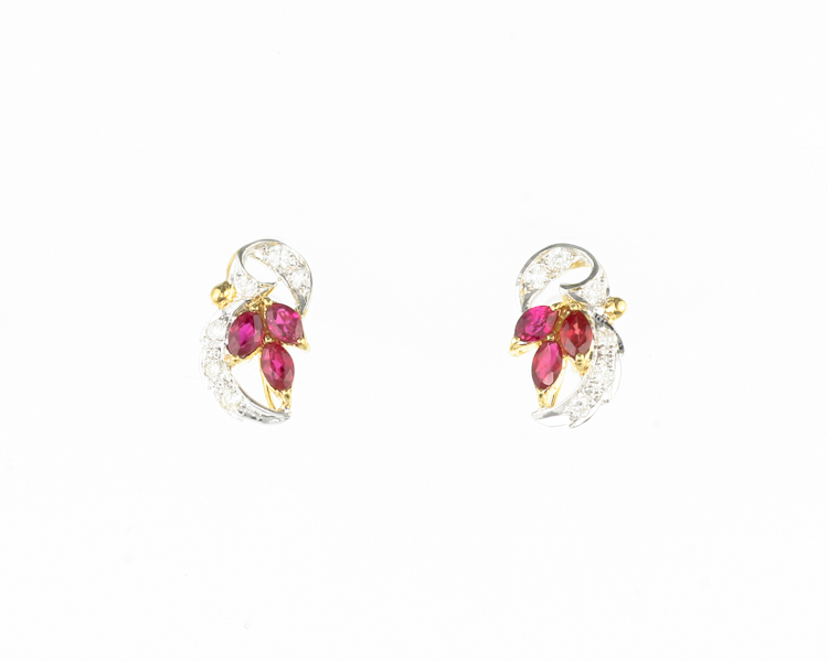 Ruby and diamond earrings - Click Image to Close