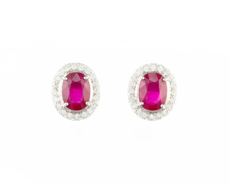 Ruby and diamond earrings - Click Image to Close