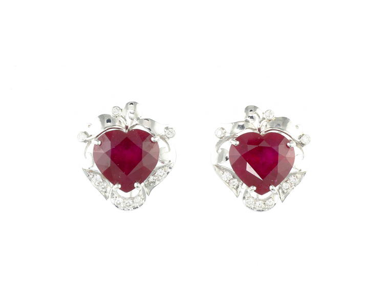 Ruby and diamond earrings - Click Image to Close