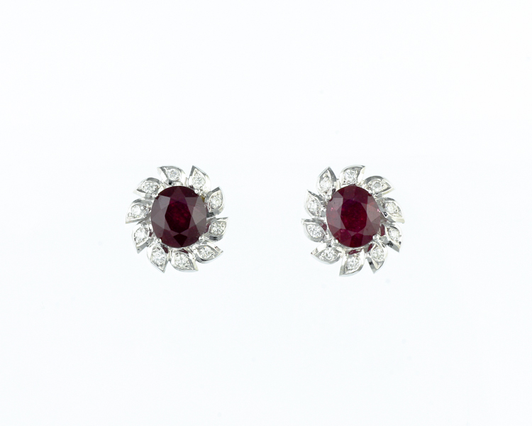 Ruby and diamond earrings - Click Image to Close