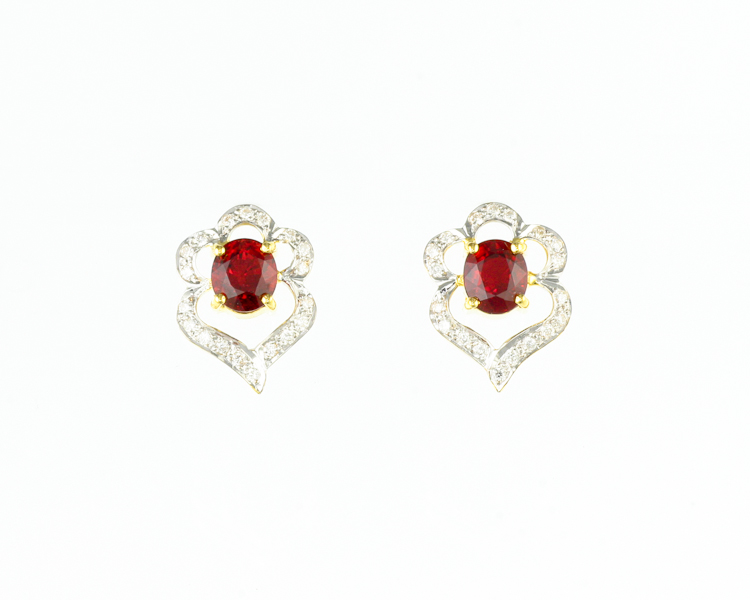 Ruby and diamond earrings - Click Image to Close