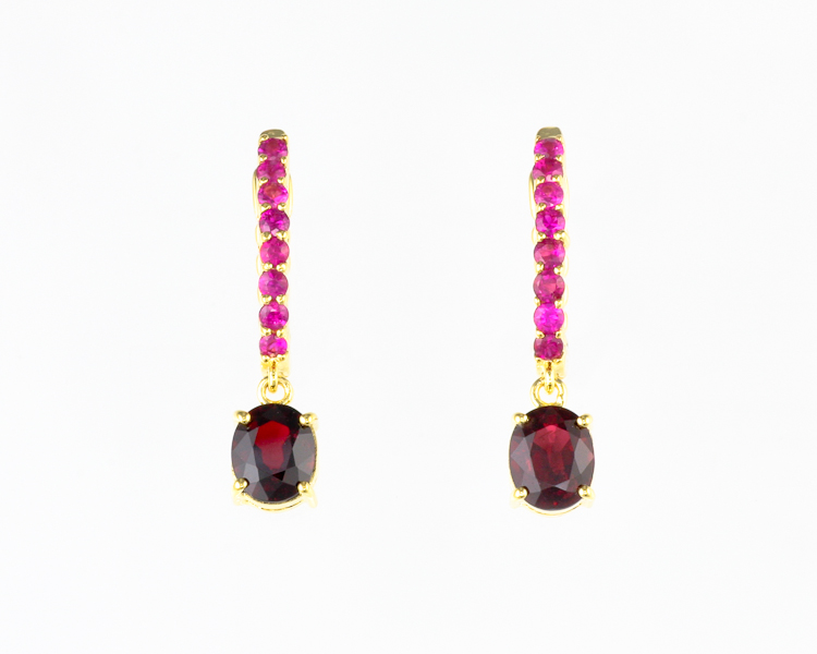 Spinel and ruby earrings - Click Image to Close