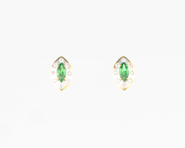 Tsavorite garnet and diamond earrings - Click Image to Close