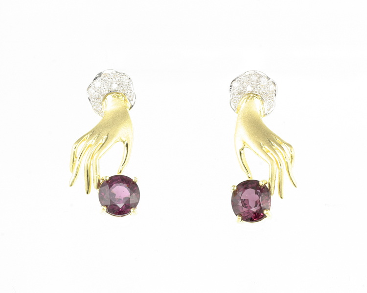 Spinel and diamond earrings - Click Image to Close