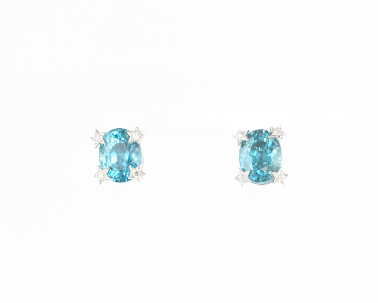 Zircon and diamond earrings - Click Image to Close