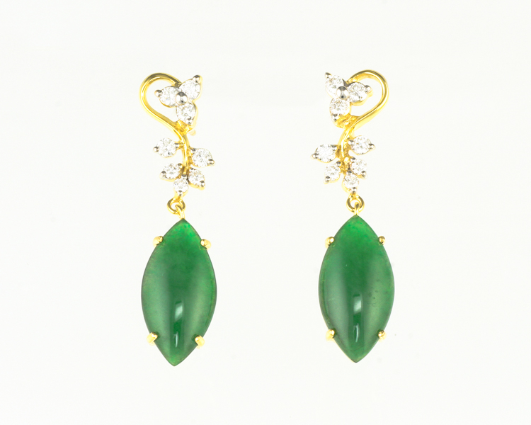 Jadeite (type-A) and diamond earrings - Click Image to Close