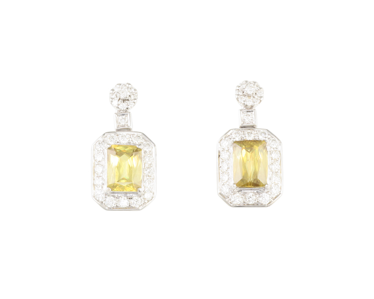 Sphene and diamond earrings - Click Image to Close