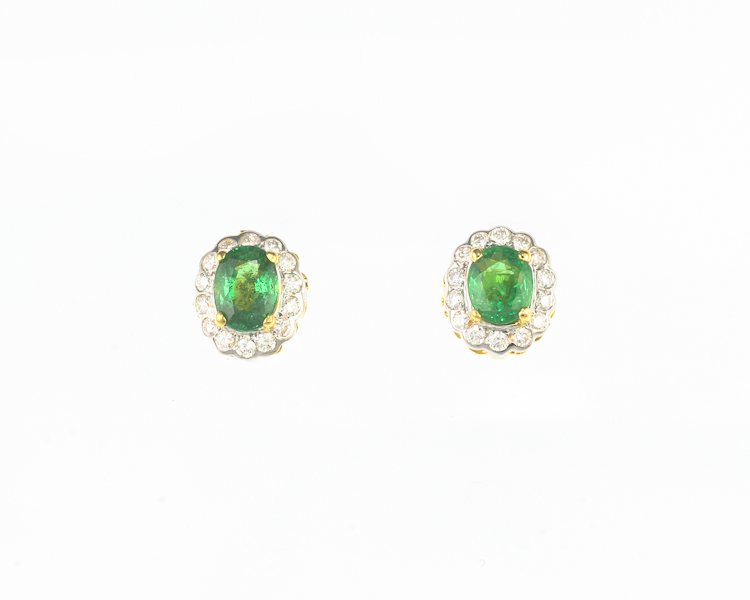 Tsavorite garnet and diamond earrings - Click Image to Close