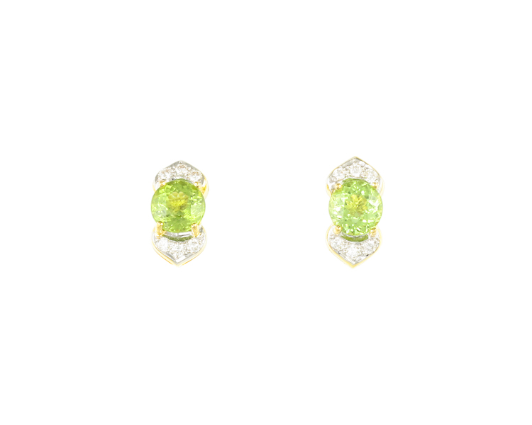 Peridot and diamond earrings - Click Image to Close