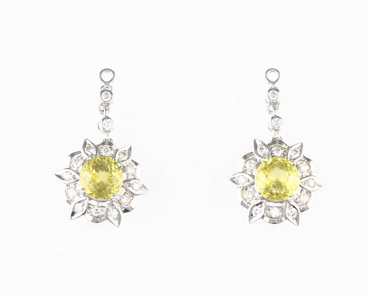 Sphene and diamond earrings - Click Image to Close