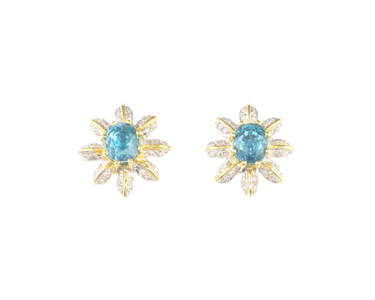 Zircon and diamond earrings - Click Image to Close