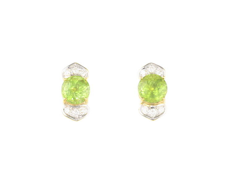 Peridot and diamond earrings - Click Image to Close