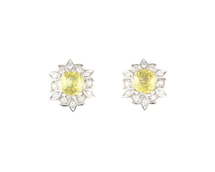 Sphene and diamond earrings - Click Image to Close