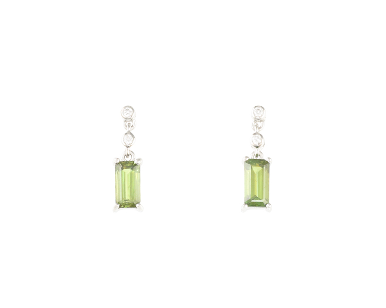 Sphene and diamond earrings - Click Image to Close