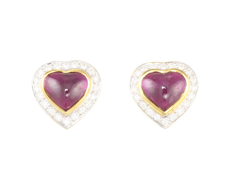 Ruby and diamond earrings - Click Image to Close