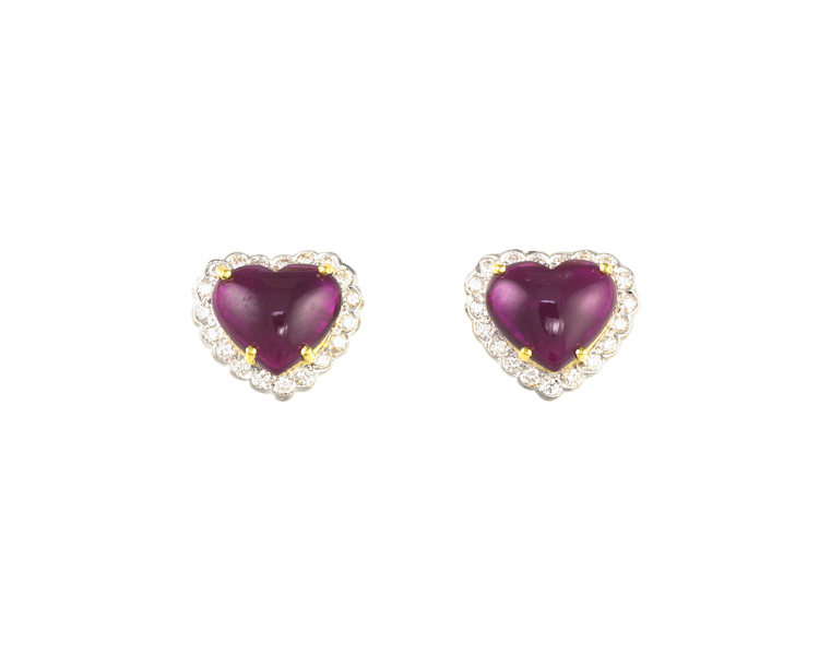 Ruby and diamond earrings - Click Image to Close