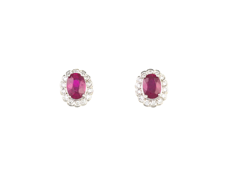 Ruby and diamond earrings - Click Image to Close