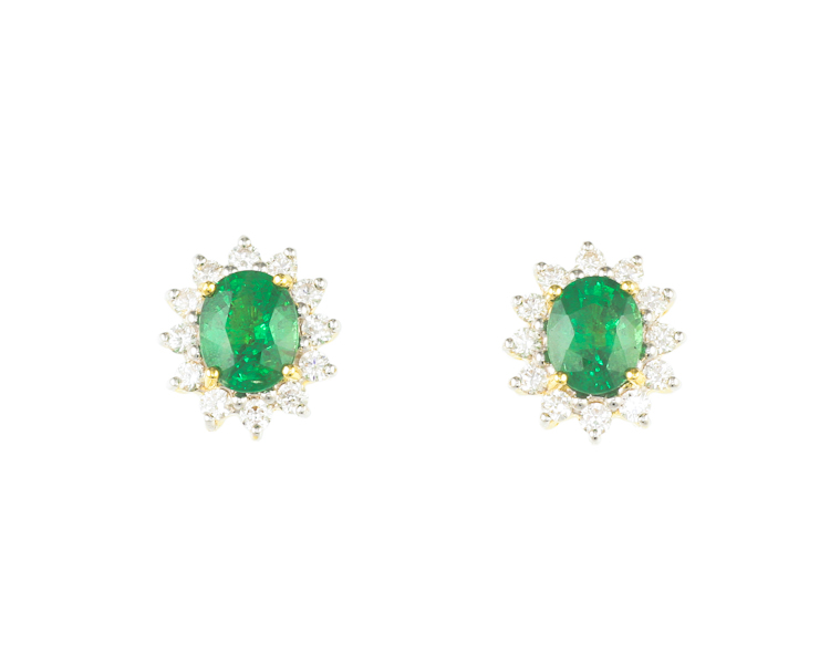 Tsavorite garnet and diamond earrings - Click Image to Close