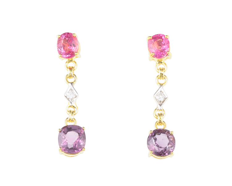 Spinel and diamond earrings - Click Image to Close