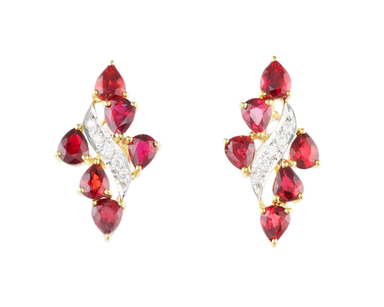 Ruby and diamond earrings - Click Image to Close