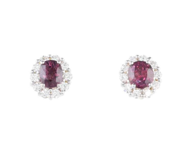 Spinel and diamond earrings - Click Image to Close