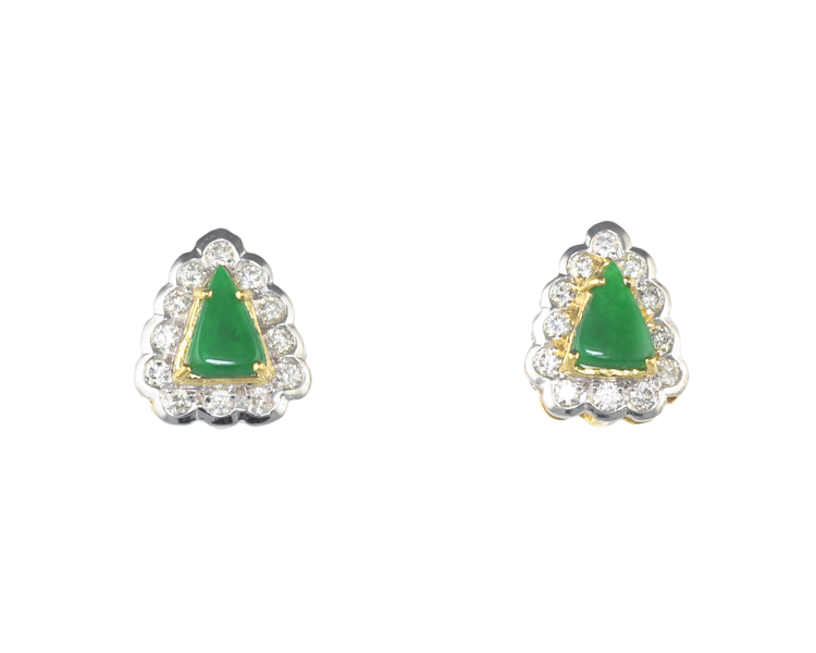 Jadeite (type-A) and diamond earrings - Click Image to Close