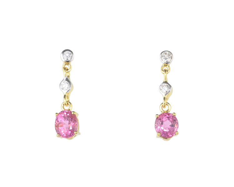 Spinel and diamond earrings - Click Image to Close