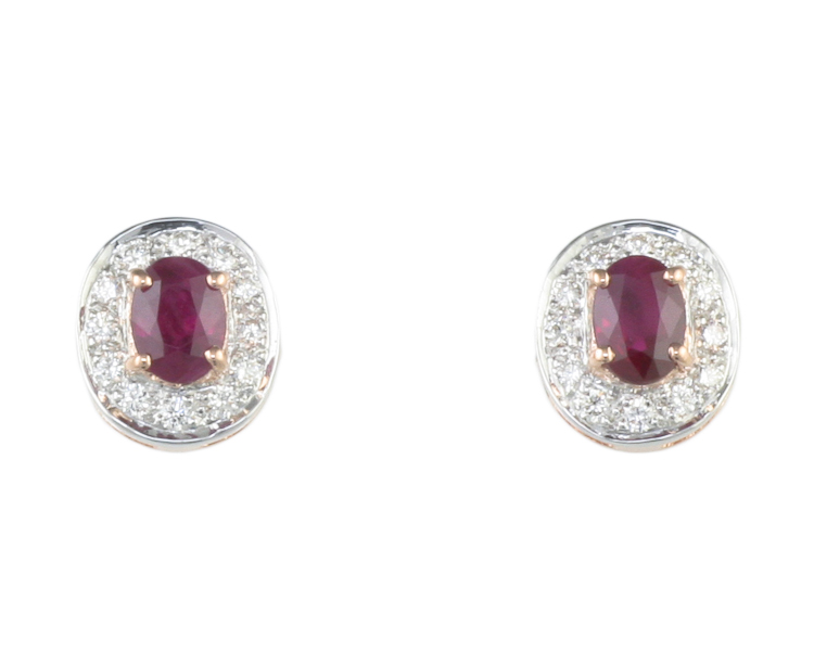 Ruby and diamond earrings - Click Image to Close