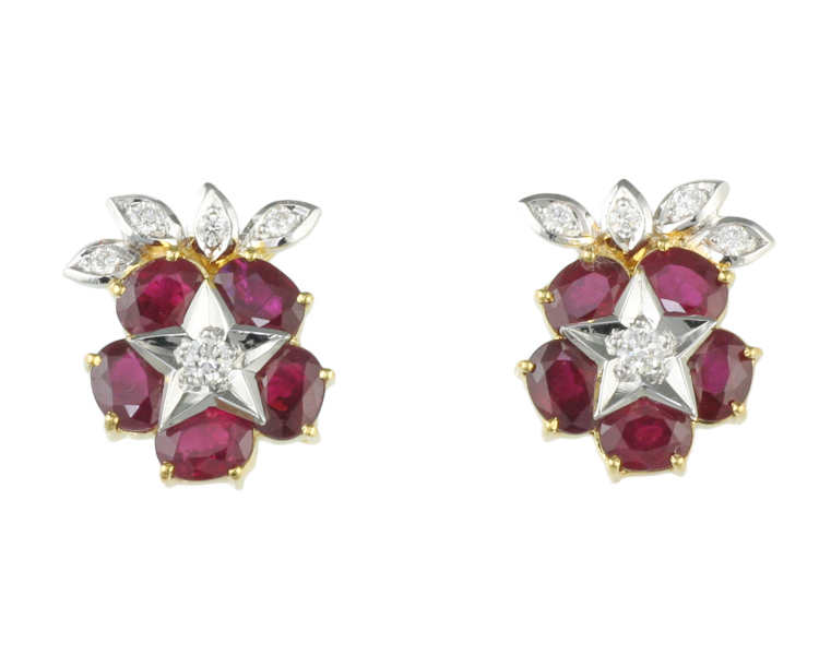 Ruby and diamond earrings - Click Image to Close