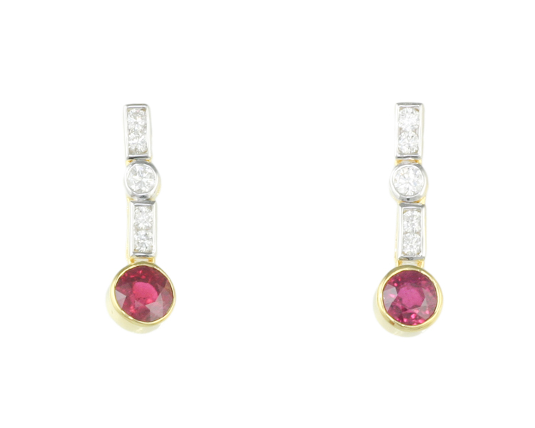 Ruby and diamond earrings - Click Image to Close