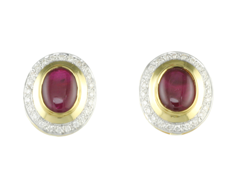 Ruby and diamond earrings - Click Image to Close