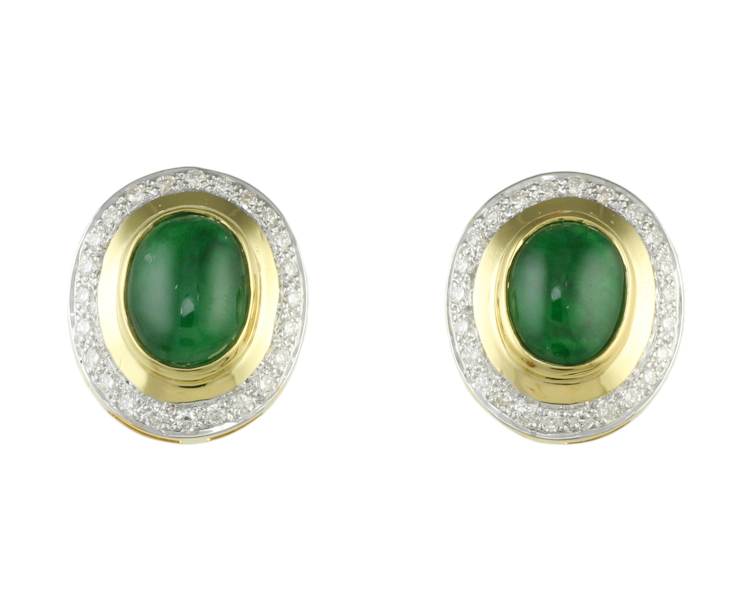 Jadeite (type-A) and diamond earrings - Click Image to Close