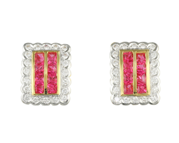 Spinel and diamond earrings - Click Image to Close