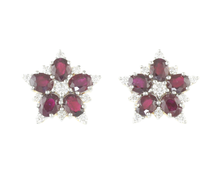 Ruby and diamond earrings - Click Image to Close