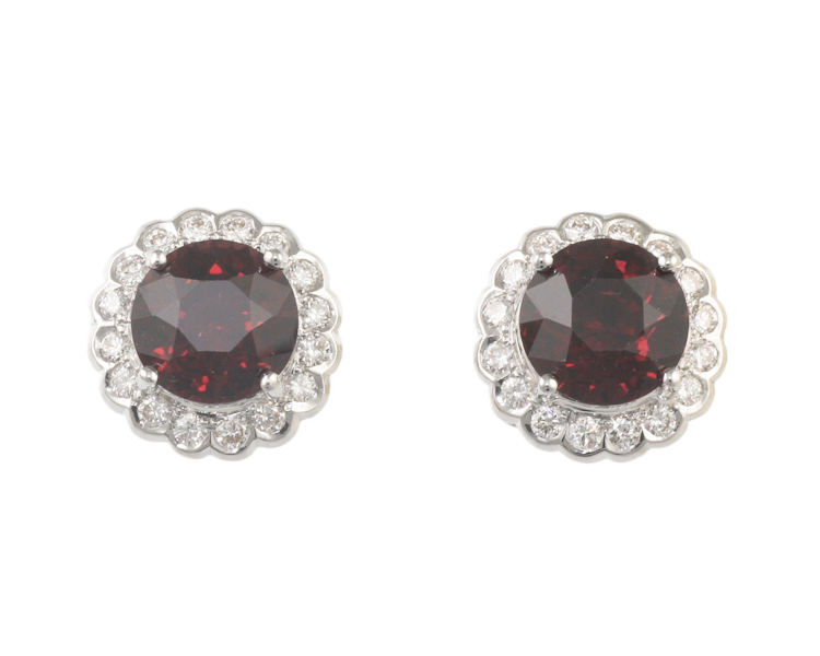 Garnet and diamond earrings - Click Image to Close