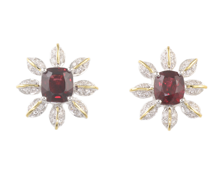 Spinel and diamond earrings - Click Image to Close