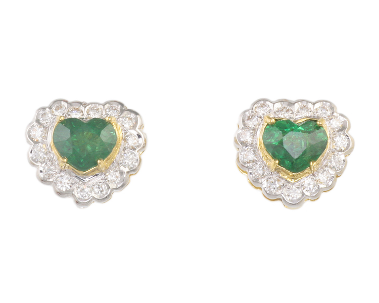 Tsavorite garnet and diamond earrings - Click Image to Close