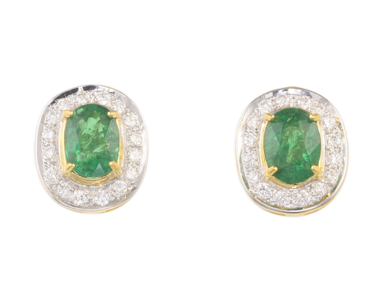 Tsavorite garnet and diamond earrings - Click Image to Close