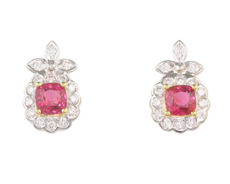 Spinel and diamond earrings - Click Image to Close