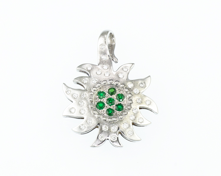 Tsavorite garnet and diamond pendant - Click Image to Close